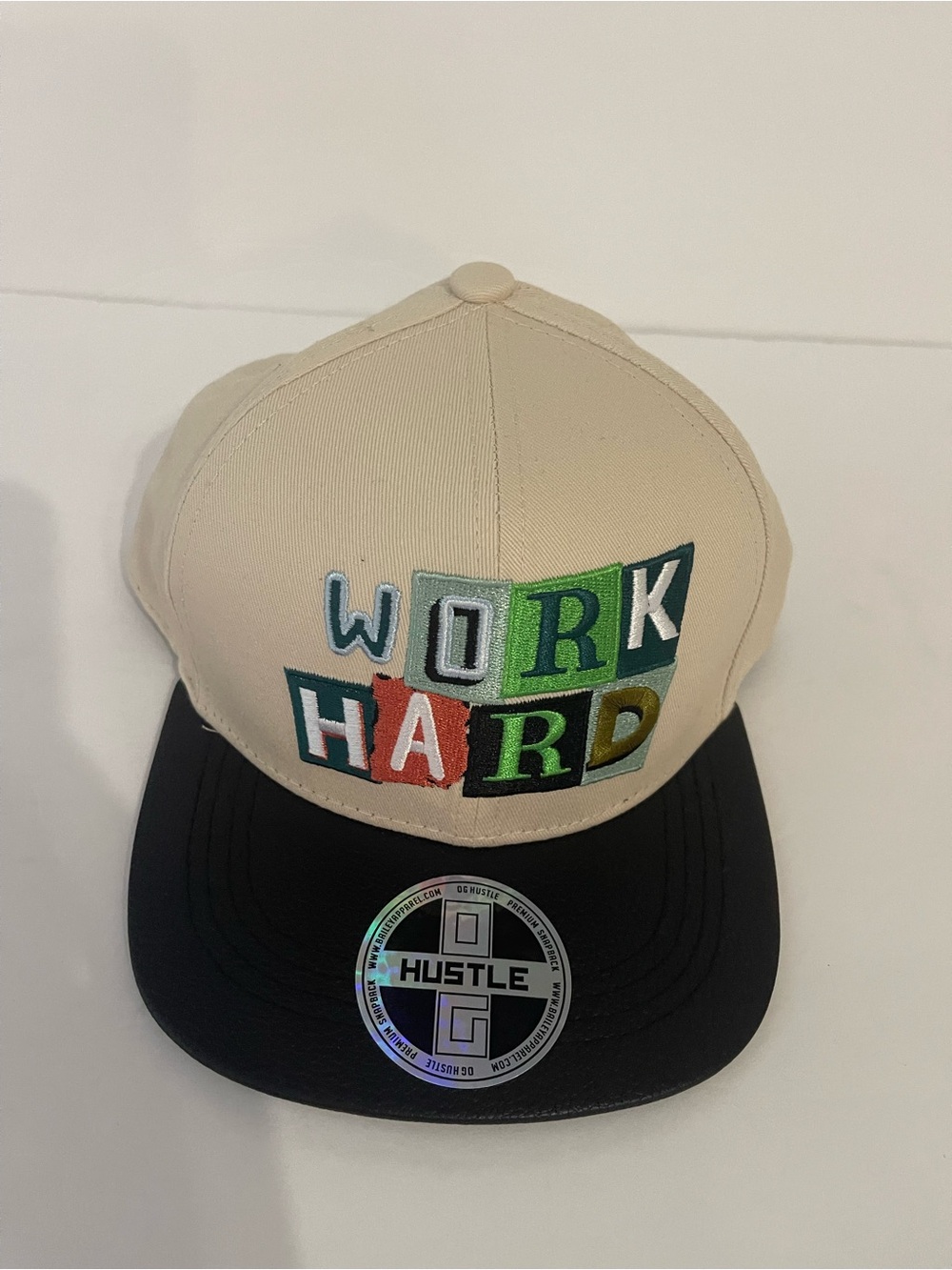 Hustler Hollywood Black and Beige Two-Tone Snapback Hat